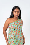 Green one shoulder floral dress