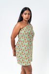 Green one shoulder floral dress